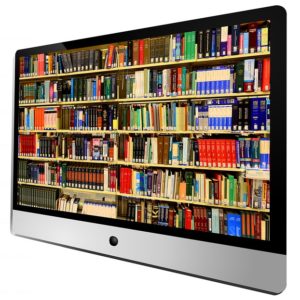 bookshelves on a computer screen
